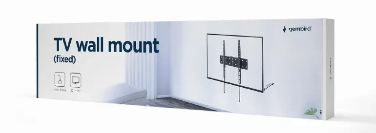 TV-Wall Mount for 32-55”- Gembird ”WM-55F-02”, Fixed, max. 40 kg, Distance TV to Wall: 25 mm, max. VESA 400 x 400, Black 3