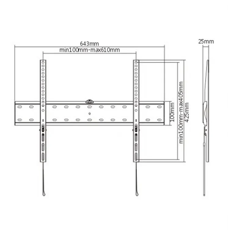 TV-Wall Mount for 37-70”- Gembird ”WM-70F-01”, Fixed, max. 40 kg, Distance TV to Wall: 25 mm, max. VESA 600 x 400, Black 2