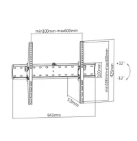 TV-Wall Mount for 37-70”- Gembird ”WM-70T-02”, Tilt, max. 40 kg, Tilting angle up to 24°, Distance TV to Wall: 53 mm, max. VESA 600 x 400, Black 2