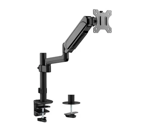 Arm for 1 monitor 17”-32” - Gembird MA-DA1P-01, Adjustable desk display mounting arm, Gas spring 2-9 kg, VESA 75/100, arm rotates, extends and retracts, tilts to change reading angles, and allows to rotate display from landscape-to-portrait mode