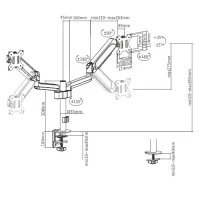 Arm for 2 monitors 17”-32” - Gembird MA-DA2P-01, Adjustable desk 2 displays mounting arm, Gas spring 2-9 kg, VESA 75/100, arm rotates, extends and retracts, tilts to change reading angles, and allows to rotate display from landscape-to-portrait mode 2