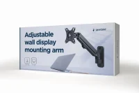 Monitor wall mount arm for 1 monitor up to 27”  Gembird MA-WA1-01, Adjustable wall display mounting arm (rotate, tilt, swivel),  VESA 75/100, up to 9 kg, black 3