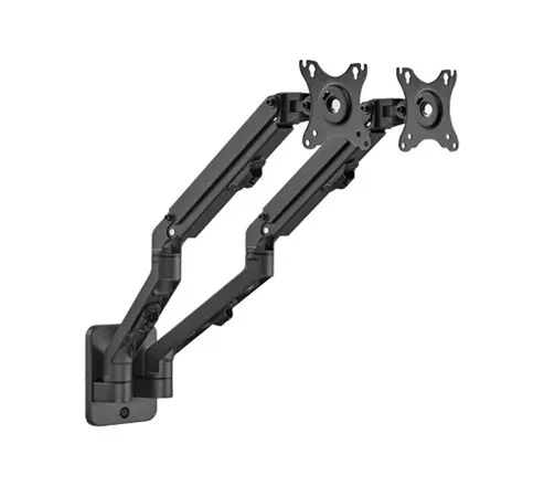 Monitor wall mount arm for 2 monitors up to 17-27”  Gembird MA-WA2-01, Adjustable wall 2 display mounting arm (rotate, tilt, swivel),  VESA 75/100, up to 7 kg, black