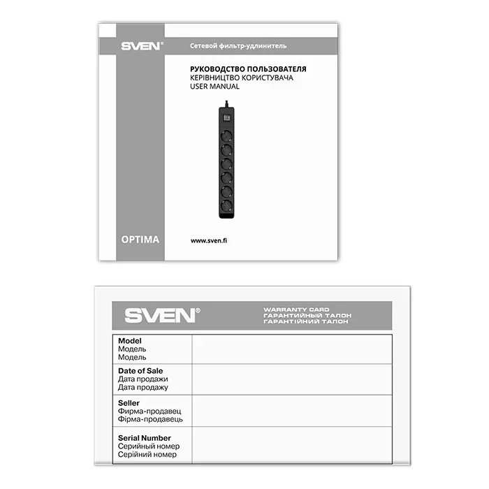 Surge Protector SVEN Optima / 6 Sockets with children protection / 3m / Wall mountable / Black 9