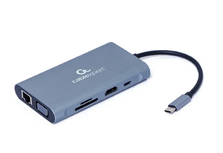 Adaptor Multiport Gembird A-CM-COMBO7-01/ USB-C/ 3xUSB-A/ 1xUSB-C (PD 100W)/ HDMI/ VGA/ miniJack 3.5mm/ SD/ microSD 4