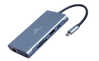 Adaptor Multiport Gembird A-CM-COMBO7-01/ USB-C/ 3xUSB-A/ 1xUSB-C (PD 100W)/ HDMI/ VGA/ miniJack 3.5mm/ SD/ microSD