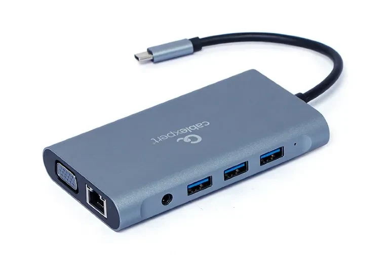 Adaptor Multiport Gembird A-CM-COMBO7-01/ USB-C/ 3xUSB-A/ 1xUSB-C (PD 100W)/ HDMI/ VGA/ miniJack 3.5mm/ SD/ microSD 3