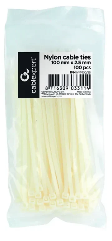 Cable Organizers Nylon ties NYT-100, 100mm -2.5mm width, bag of 100 pcs