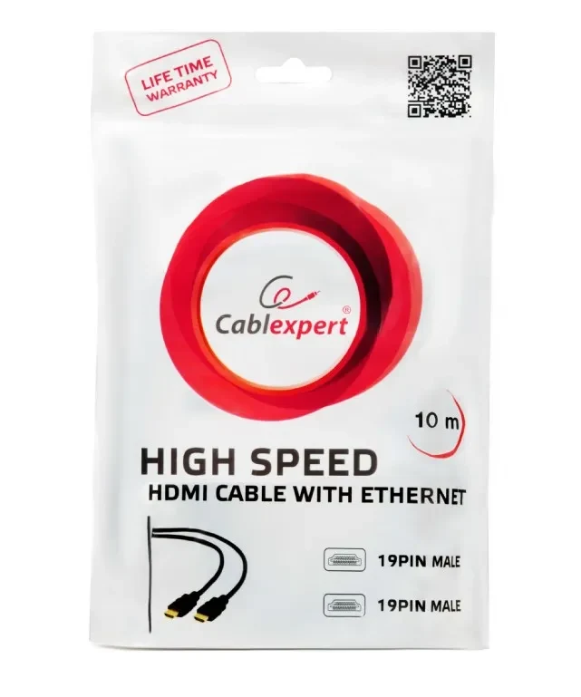 Cable HDMI  CC-HDMI4-10M, 10 m, HDMI v.1.4, male-male, Black cable with gold-plated connectors, Bulk packing 4