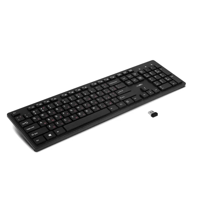 SVEN KB-E5800W, Wireless Keyboard, 104 keys,12 Fn-keys slim compact design, low-profile keys with smooth stroke, Nano receiver, USB, Рус/Укр/Eng, Black 2