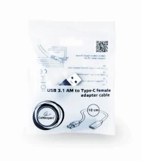 Adapter USB3.1-Type-C - Gembird  A-USB3-AMCF-01, USB 3.1 to Type-C female adapter cable, 10 cm, Black 2