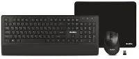 SVEN KB-C3800W, Wireless, Keyboard & Mouse & Mouse Pad, 2.4GHz, Multimedia Keyboard (104 keys, 12Fn-keys) + Mouse (5+1 keys (scroll wheel), 800/1200/1600dpi), Nano receiver, USB, Black, Rus/Ukr/Eng