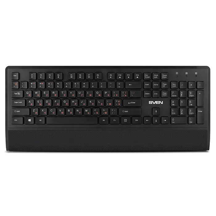 SVEN KB-C3800W, Wireless, Keyboard & Mouse & Mouse Pad, 2.4GHz, Multimedia Keyboard (104 keys, 12Fn-keys) + Mouse (5+1 keys (scroll wheel), 800/1200/1600dpi), Nano receiver, USB, Black, Rus/Ukr/Eng 2