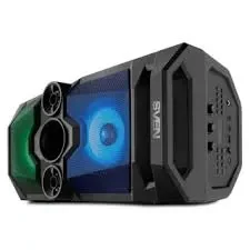 SVEN PS-650 Black, Bluetooth Portable Speaker, 50W RMS, Effective multi-colored lighting, LED display, FM tuner, USB & microSD, built-in lithium battery 4000 mAh, tracks control, AUX, RC, Optical, micro USB or 5V DC power supply