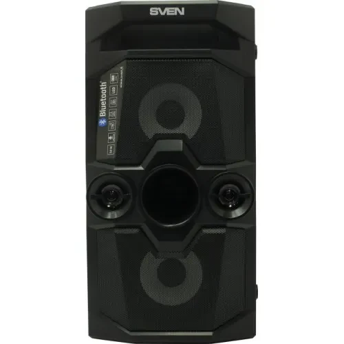 SVEN PS-650 Black, Bluetooth Portable Speaker, 50W RMS, Effective multi-colored lighting, LED display, FM tuner, USB & microSD, built-in lithium battery 4000 mAh, tracks control, AUX, RC, Optical, micro USB or 5V DC power supply 2