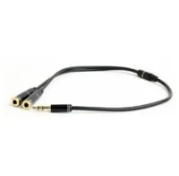 Audio cable 3.5mm - 0.2 m - Cablexpert CCA-417M, 3.5mm 4-pin plug to 3.5mm stereo + microphone sockets adapter cable, allows connecting standard headsets and microphones to tablets, netbooks, ultrabooks etc., Black