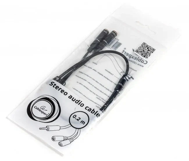 Audio cable 3.5mm - 0.2 m - Cablexpert CCA-417M, 3.5mm 4-pin plug to 3.5mm stereo + microphone sockets adapter cable, allows connecting standard headsets and microphones to tablets, netbooks, ultrabooks etc., Black 2