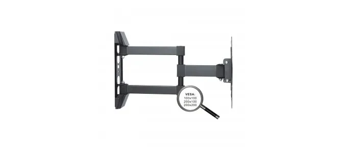 TV-Wall Mount for 23-42” - PureMounts ”PM- FM12-200”, Tilted, up to 30kg, Tilt: +3/ -10°, 56mm - 415mm wall distance, max.VESA 200x200, Steel black 2