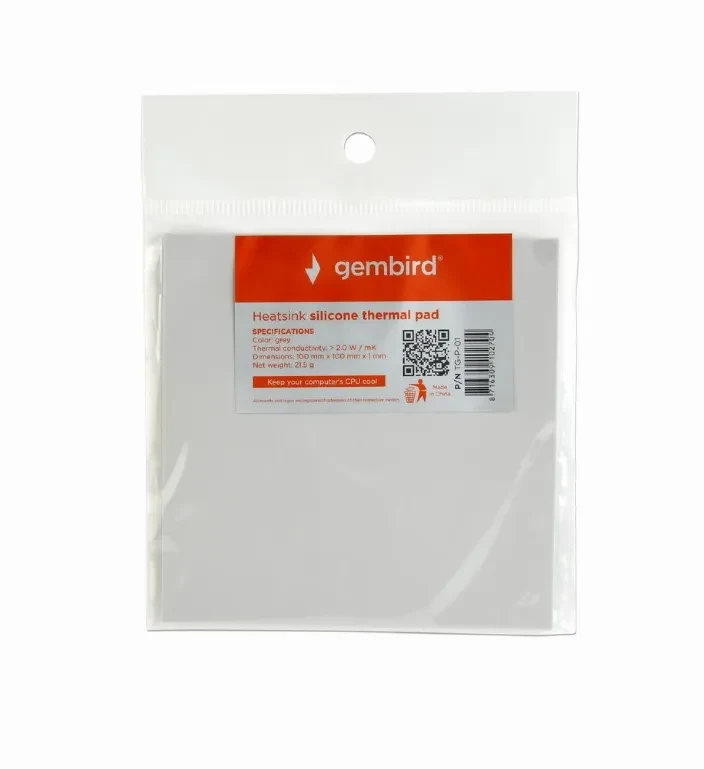 Heatsink Silicone Thermal pad Gembird TG-P-01, 100 x 100 x 1 mm, Operation Temperature: -40 ~ 250° C, Grey 2