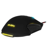 SVEN RX-G955 Gaming, Optical Mouse, 600-4000 dpi, 7+1 buttons (scroll wheel),  DPI switching modes, Two navigation buttons (Forward and Back), RGB backlight, Soft Touch coating, USB, Black 4