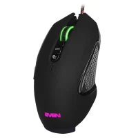 SVEN RX-G955 Gaming, Optical Mouse, 600-4000 dpi, 7+1 buttons (scroll wheel),  DPI switching modes, Two navigation buttons (Forward and Back), RGB backlight, Soft Touch coating, USB, Black 2