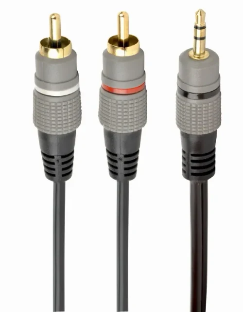 Audio cable 3.5mm-RCA - 2.5m - Cablexpert CCA-352-2.5M, 3.5 mm stereo plug to 2*RCA plugs 2.5m cable, gold-plated connectors, 2.5m