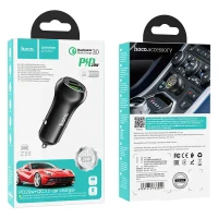 Incarcator auto USB HOCO Z38 Resolute / 1 x USB + 1 x USB-C / Total output: 38W / up to PD3.0 / QC3.0 / Black 2