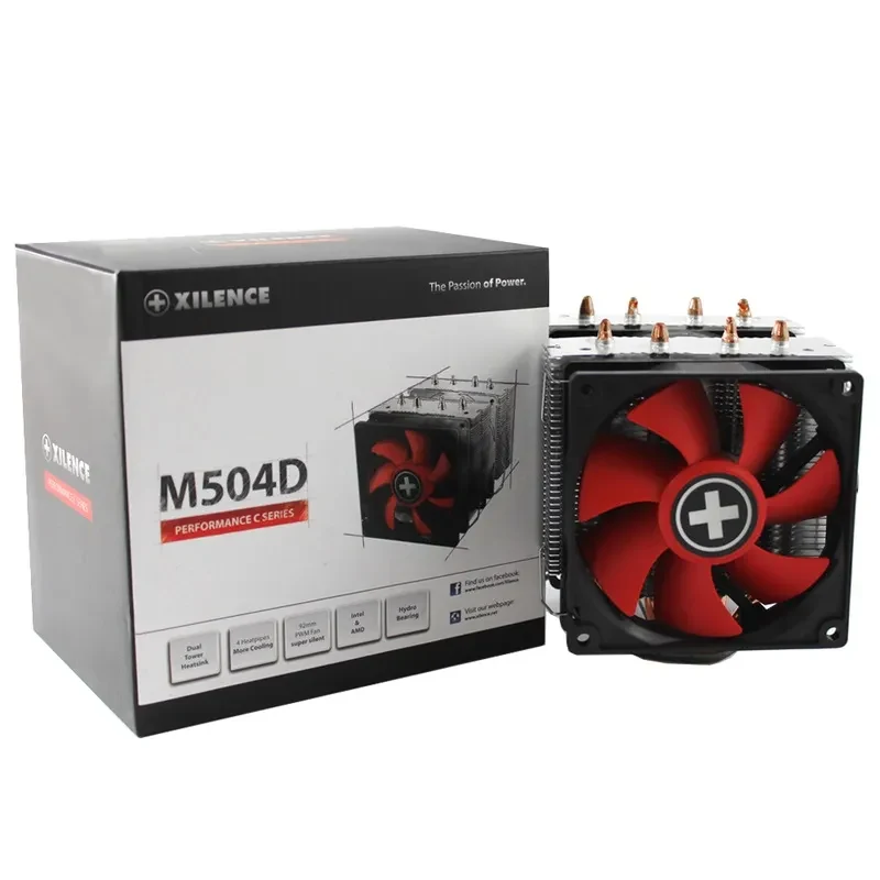 XILENCE Cooler XC044 ”M504D” Performance C Series, Intel Socket LGA 2066/2011/1851/1700/115x & AM5/AM4, up to 180W, Dual-Tower, 2x PWM fans - 92x92x25mm, Hydro-bering fan, 600-2200rpm, 14.0~21.8dBA, 111.2 CFM, 4pin PWM,  4x 6mm Cooper heatpipes 2