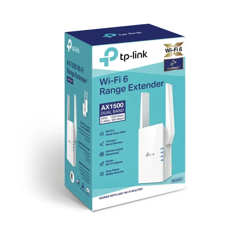 Range Extender TP-LINK RE505X / AC1500 Dual Band / Wi-Fi6 / 1 Gigabit Lan Port / 2 external antennas 2