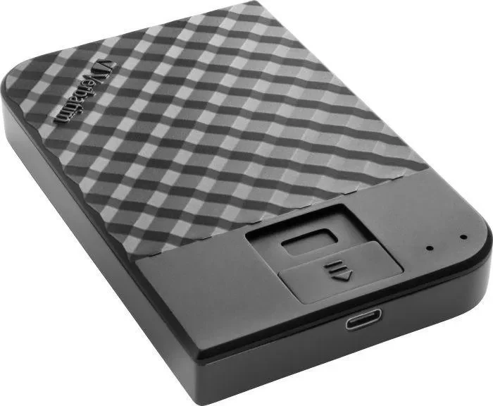 2.5” External HDD 1.0TB (USB3.1/USB-C)  Verbatim ”Fingerprint Secure”, Black, 256-bit AES hardware security encryption with fingerprint, Enclosure material: Plastic and Aluminium 2