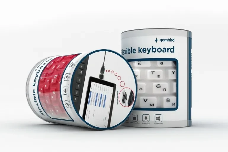 Gembird KB-109F-B, Flexible keyboard, USB, OTG adapter, black color, US layout 3