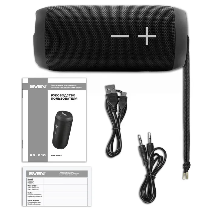 Boxa portabila SVEN PS-210, Black / 12W / Bluetooth / FM / USB / microSD / 1500mA*h 8