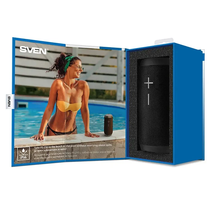 Boxa portabila SVEN PS-210, Black / 12W / Bluetooth / FM / USB / microSD / 1500mA*h 9