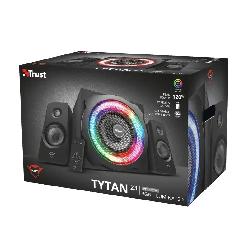Boxe Gaming 2.1 Trust GXT 629 Tytan, Black / 120W / 3,5 AUX / RGB Illuminated 7
