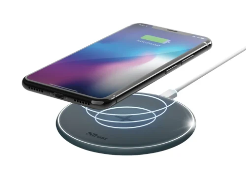 Wireless Charger  Trust Qylo Fast Wireless Charging, Fast-charge with maximum speed of up to 7.5W (iPhone) or up to 10W (Samsung Galaxy) using a USB wall charger with QuickCharge 2.0/3.0