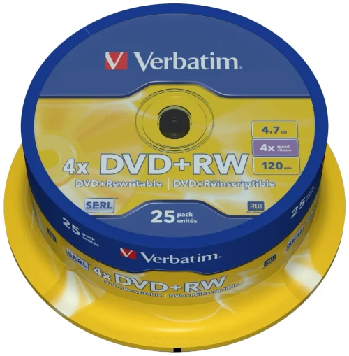 Verbatim DataLifePlus DVD+RW SERL4.7GB 4X MATT SILVER SURFAC - Spindle 25pcs.