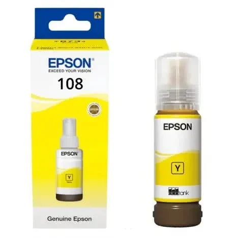 Epson 108 EcoTank Yellow ink bottle, 70ml, 7200p. for EcoTank L8050 & L18050.