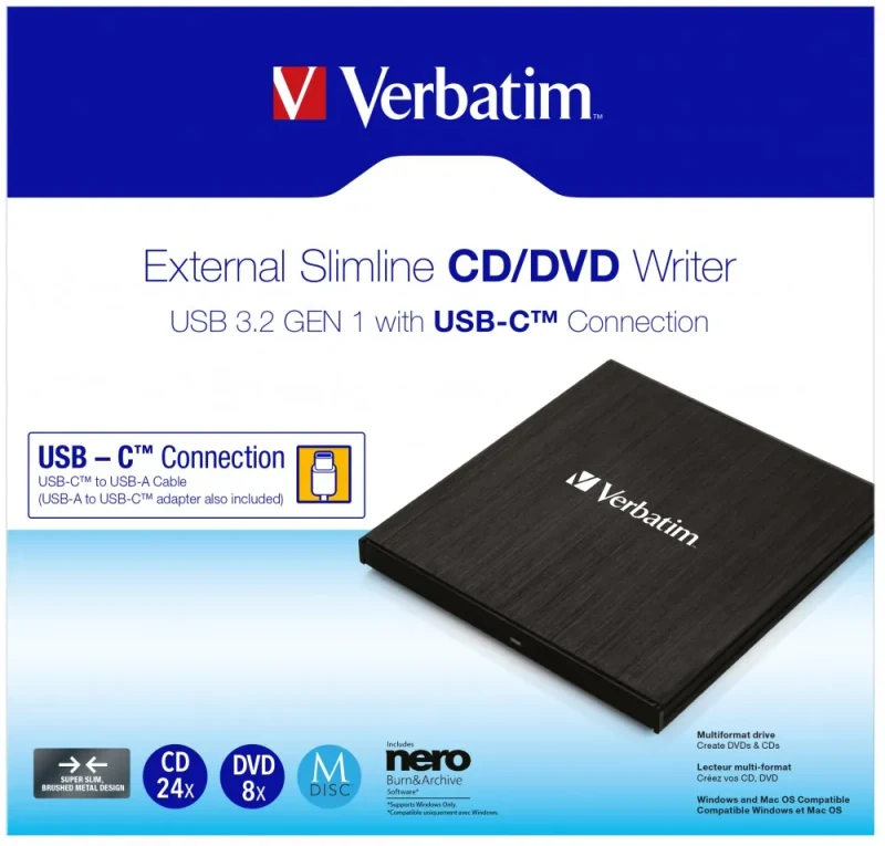 CD/DVD Extern cu USB-C VERBATIM 2