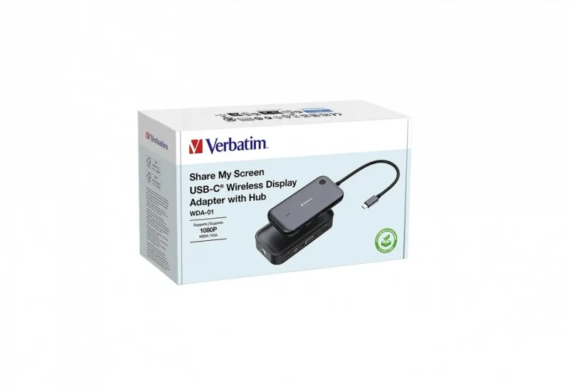 Adaptor Display Wireless USB-C Verbatim ”Share My Screen 1080p” cu splitter WDA-01 7