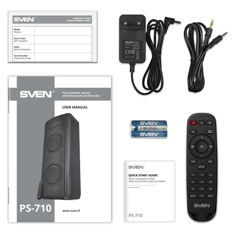 Boxa portabila SVEN PS-710 Black / 100W / Bluetooth / NFC / FM tuner / USB / microSD 9
