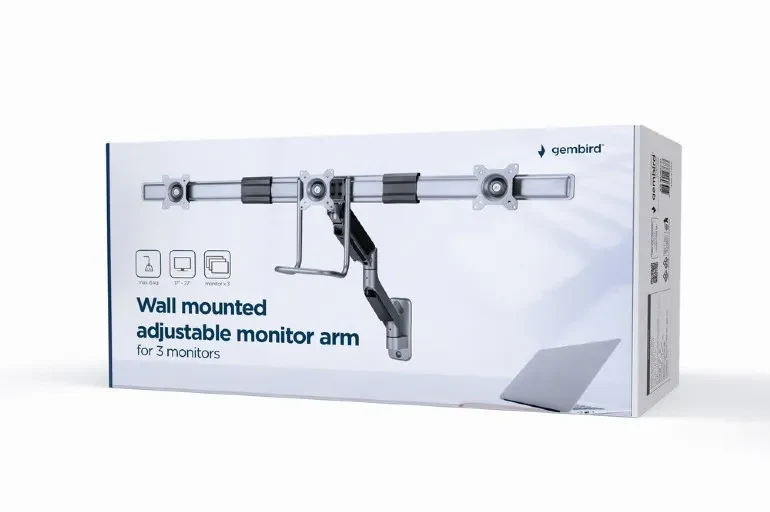 Suport reglabil de perete pentru 3 monitoare up to 17-27”  Gembird MA-WA3-01 8