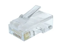 RJ45 Modular Plug LC-8P8C-002/100, Modular plug 8P8C for solid CAT6 LAN cable, 30u” gold plated, 100 pcs/bag