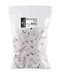 RJ45 Modular Plug LC-8P8C-002/100, Modular plug 8P8C for solid CAT6 LAN cable, 30u” gold plated, 100 pcs/bag 3