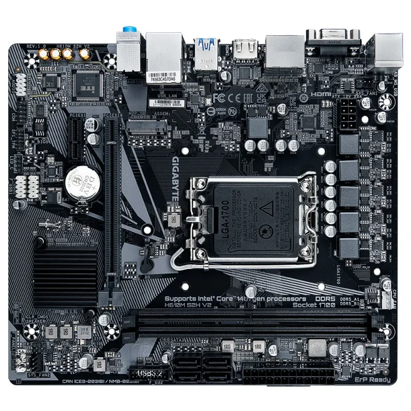 Placa de baza GIGABYTE H610M S2H V2/ 1700/ H610/ DDR5/ mATX 3