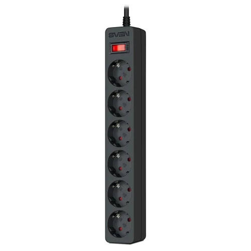 Surge Protector SVEN SF-06E/ 6 Sockets/ 2300W/ 1.8m/ Black