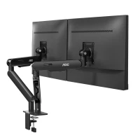 Arm for 2 monitors 17”-34” -  AOC AM420B Black, Desk Clamp/Grommet, Aluminum structure, Mechanical Gas Spring System, Height adjustment, Max.Load: 2-9kg, Tilt: '-90°~+85°, Swivel:180°, Rotation:360°, Hidden cable management, VESA 75/100 4