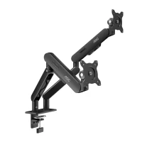 Arm for 2 monitors 17”-34” -  AOC AM420B Black, Desk Clamp/Grommet, Aluminum structure, Mechanical Gas Spring System, Height adjustment, Max.Load: 2-9kg, Tilt: '-90°~+85°, Swivel:180°, Rotation:360°, Hidden cable management, VESA 75/100 6