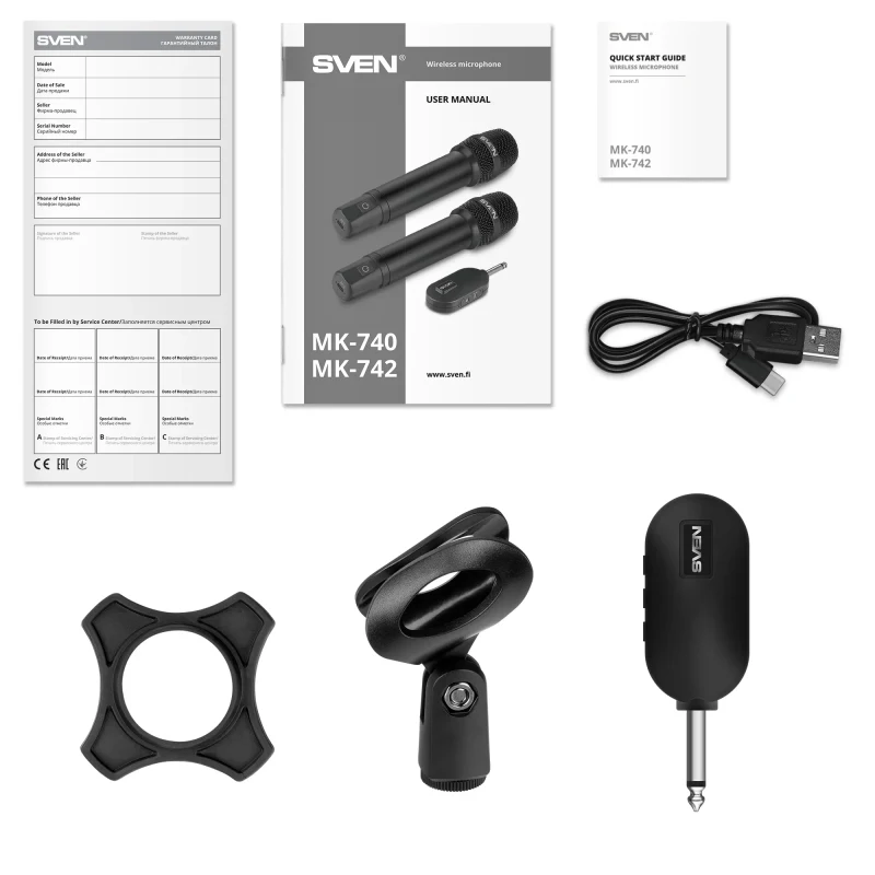 Microfon penru karaoke SVEN MK-740 / Wireless / Black 7
