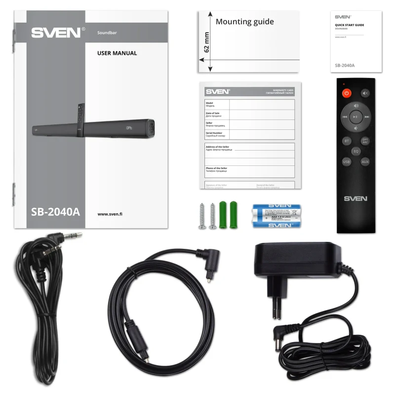 Soundbar SVEN SB-2040A Black  / 40W RMS / Bluetooth 8