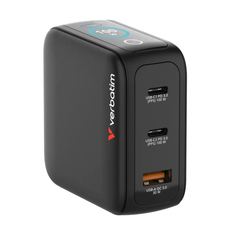 Incarcator USB Verbatim Mini GaN Charger with Display 100W 2